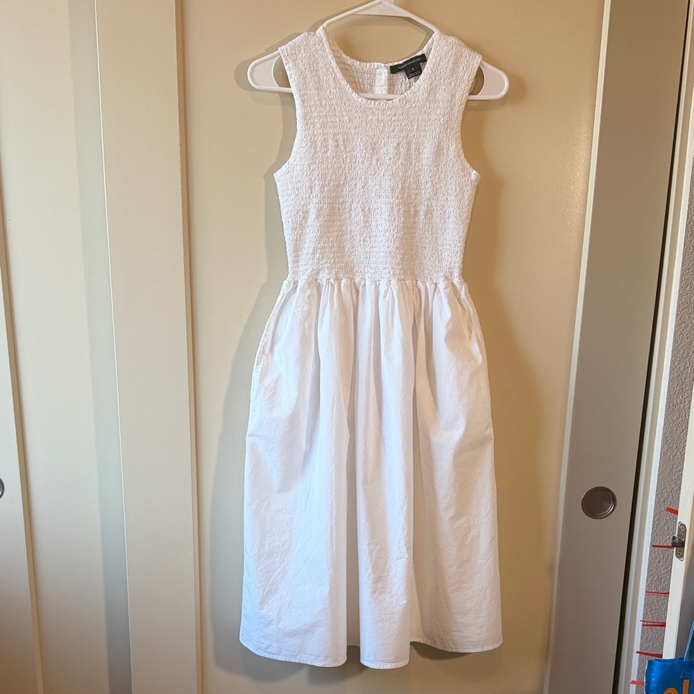 French Connection White smocked Dress